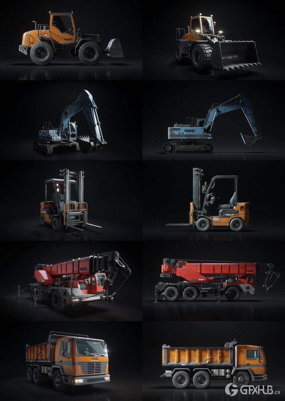工程车辆3D模型 KitBash3D - Construction Vehicles