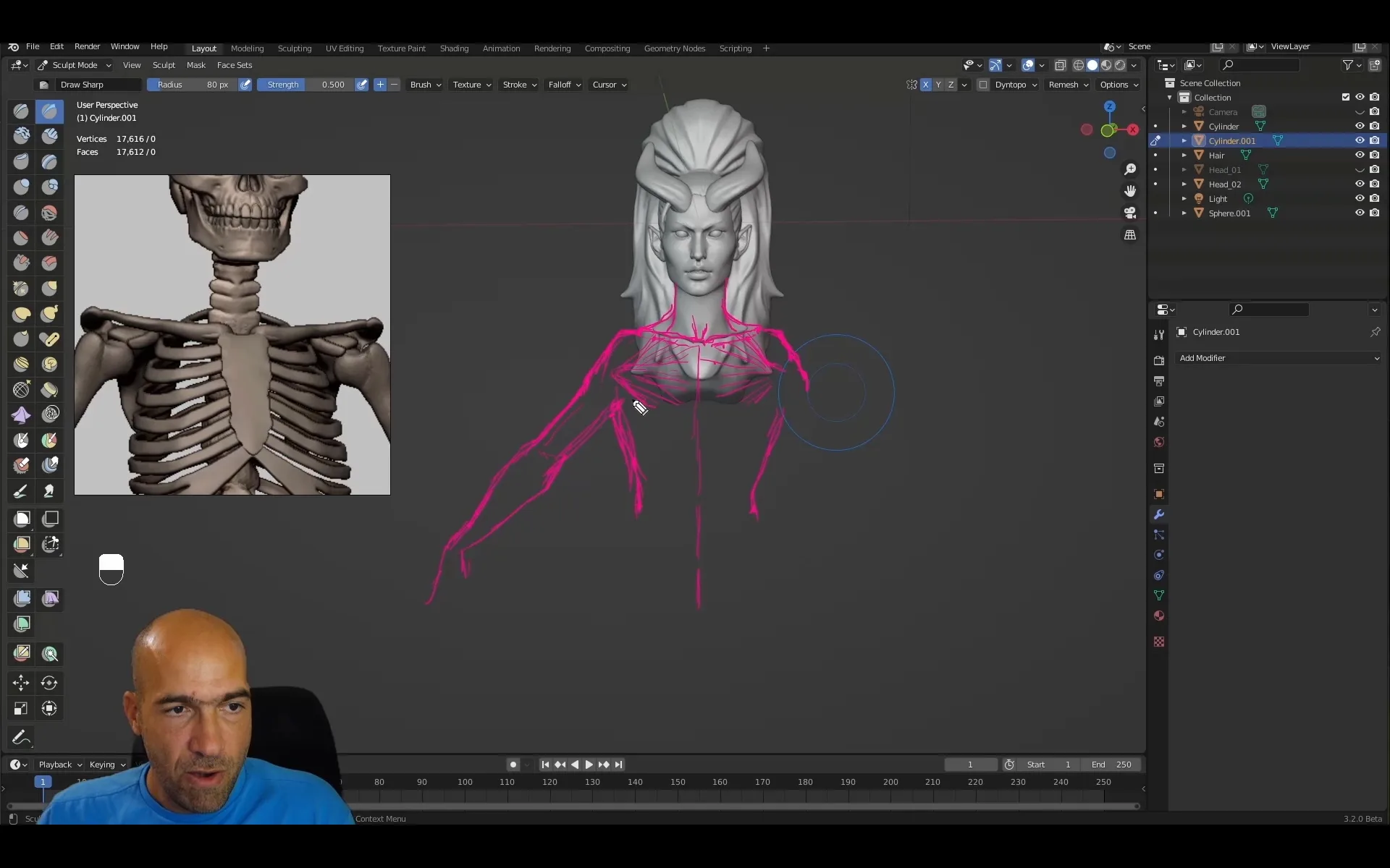 【中文字幕】Blender 风格化头发女性装甲 3D 角色制作教程