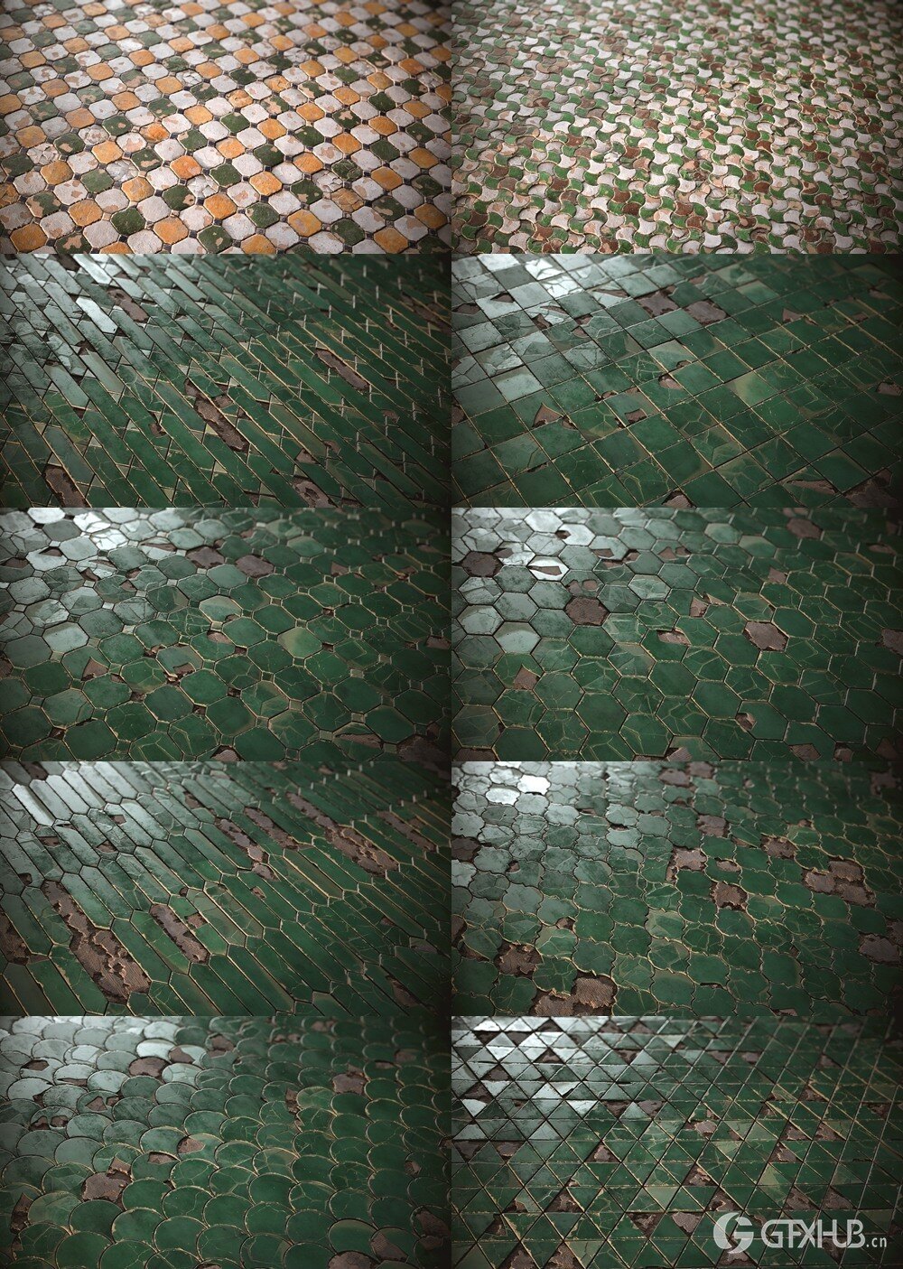 50 种瓷砖 SBSR 材质+贴图 - 数千种变化 50 Tile Materials - Thousands of Variations PNG