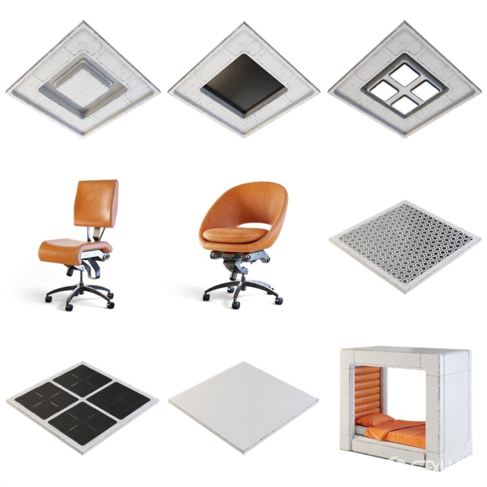 未来派公寓3D 模型套件捆绑包 CGAxis - Futuristic Apartment