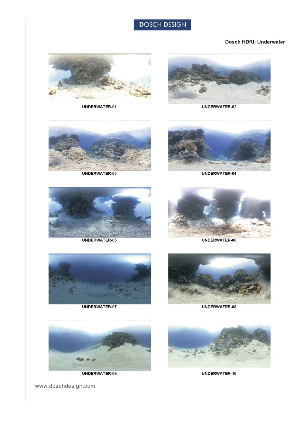 20组海底世界水下场景 HDR 贴图 Dosch HDRI - Underwater