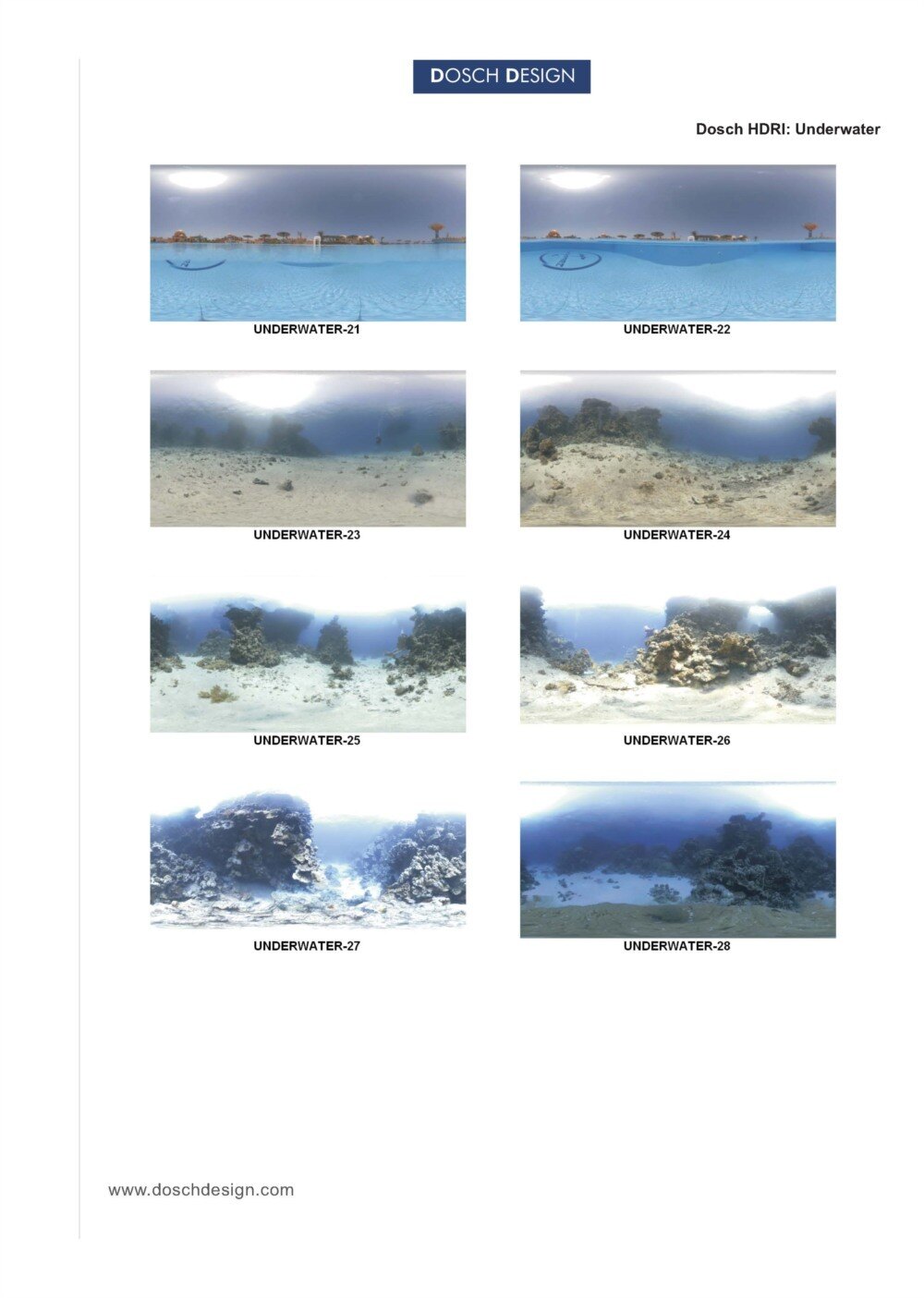20组海底世界水下场景 HDR 贴图 Dosch HDRI - Underwater