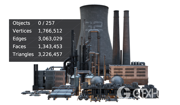 工业废墟工厂腐朽组件工业套件资产 Blend 模型