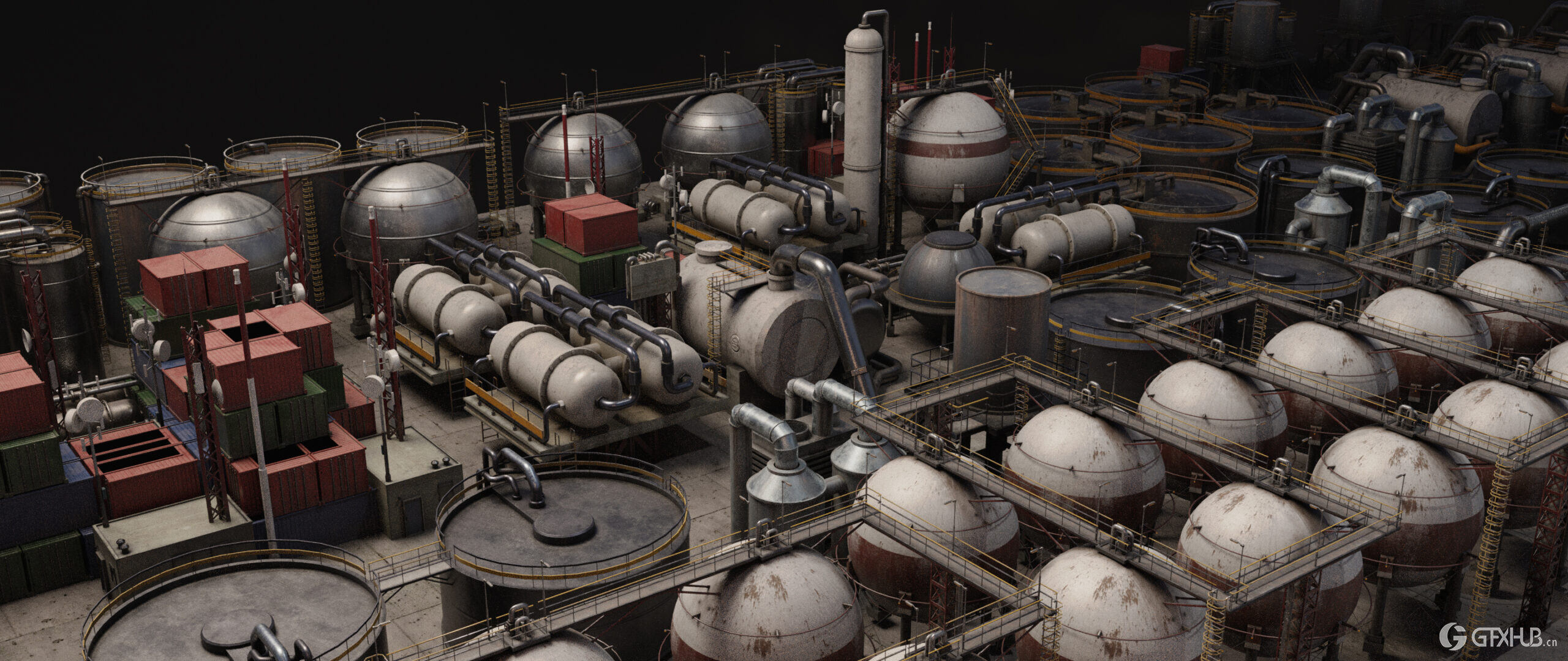 工业废墟工厂腐朽组件工业套件资产 Blend 模型