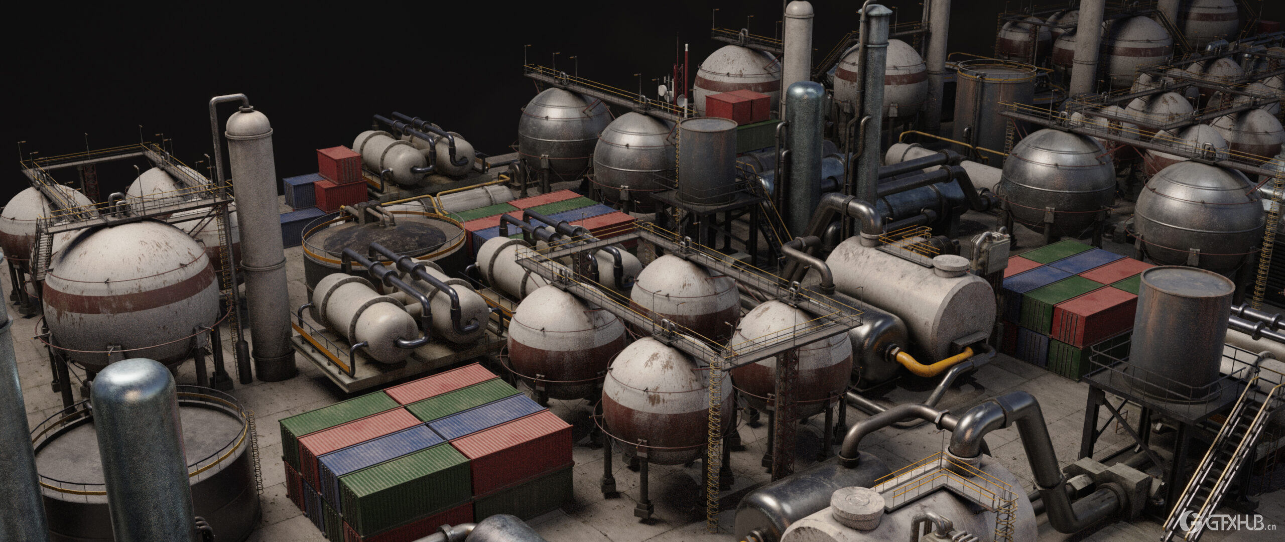 工业废墟工厂腐朽组件工业套件资产 Blend 模型