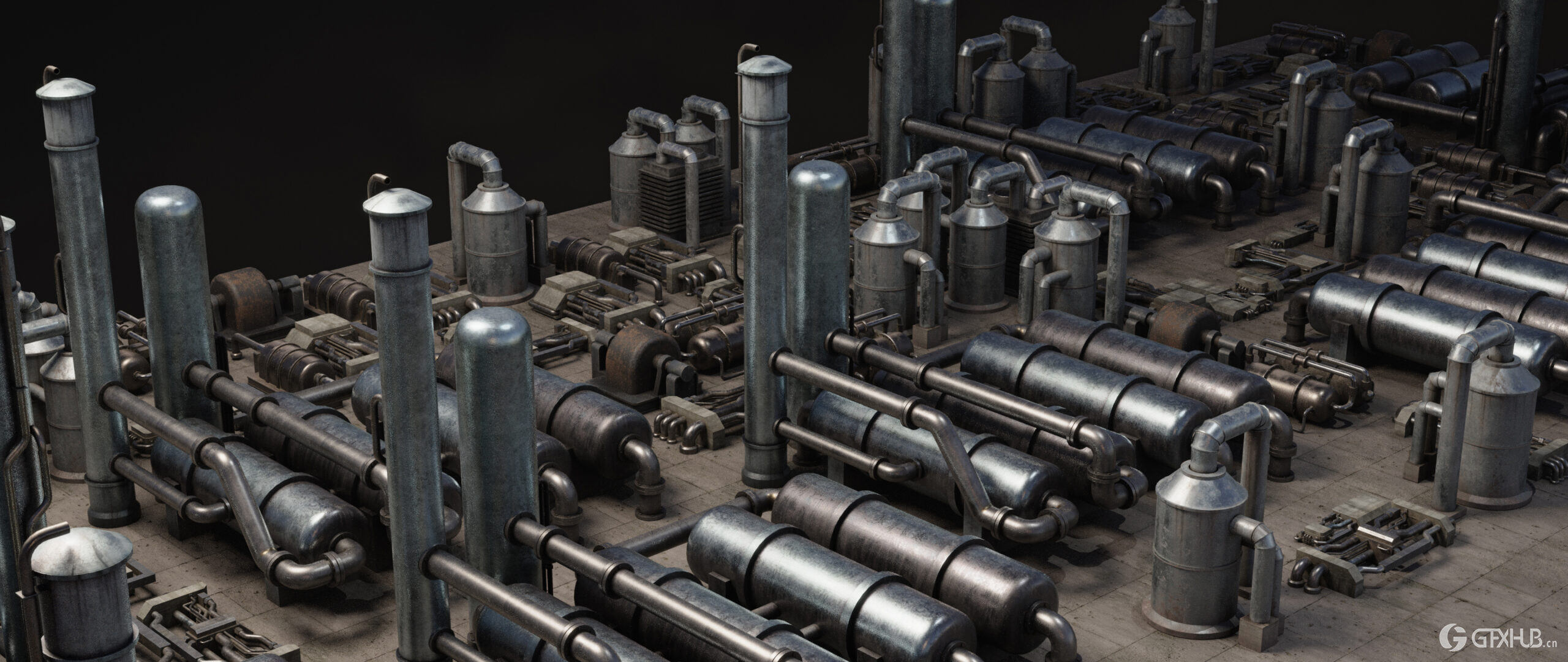 工业废墟工厂腐朽组件工业套件资产 Blend 模型