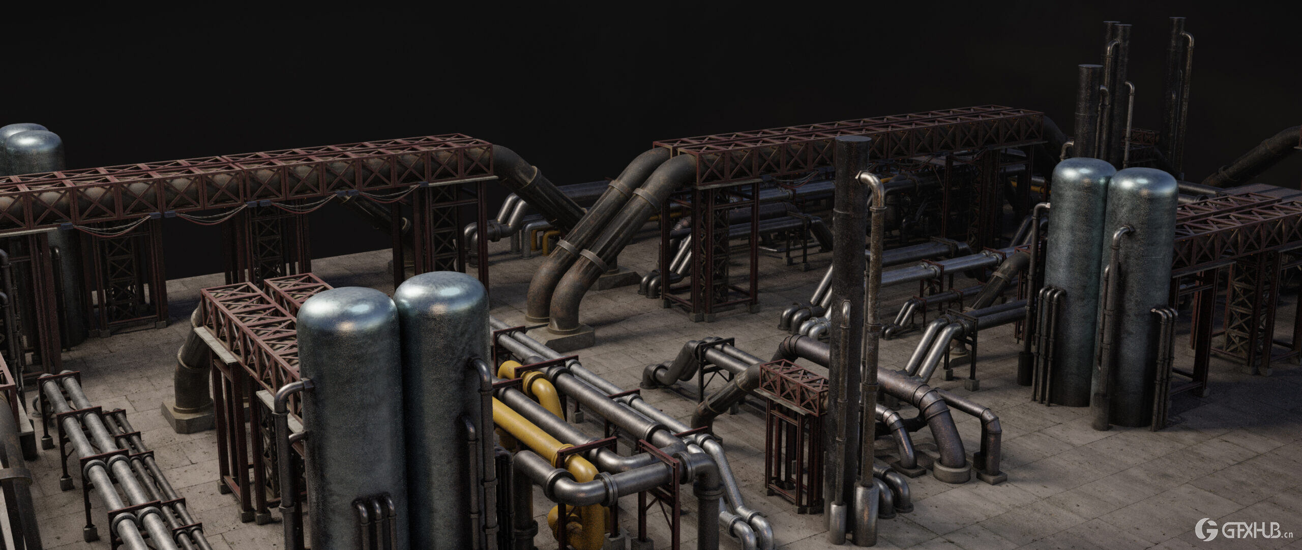 工业废墟工厂腐朽组件工业套件资产 Blend 模型