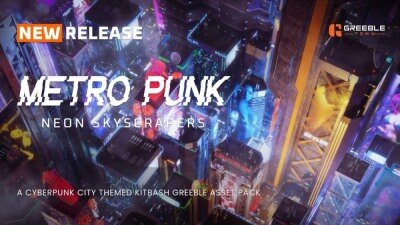 赛博朋克霓虹摩天大楼 Blend 模型资产 Metropunk Neon Skyscrapers