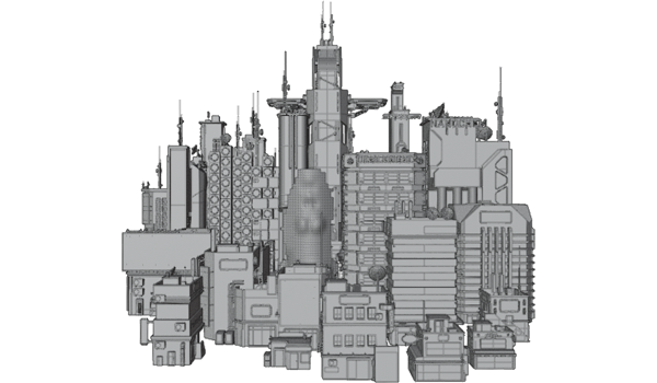赛博朋克霓虹摩天大楼 Blend 模型资产 Metropunk Neon Skyscrapers