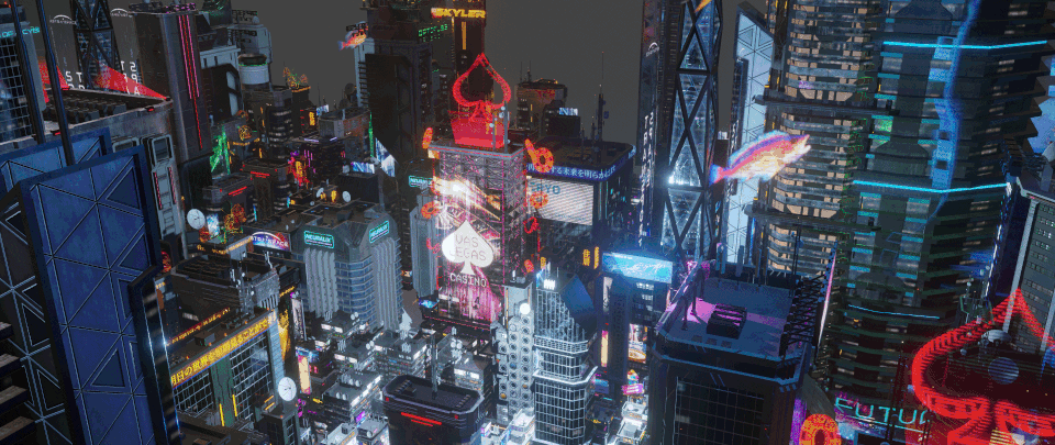 赛博朋克霓虹摩天大楼 Blend 模型资产 Metropunk Neon Skyscrapers