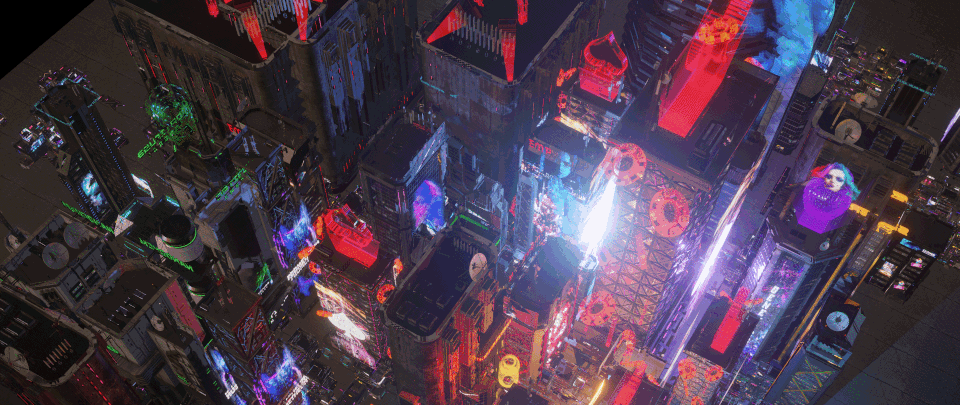 赛博朋克霓虹摩天大楼 Blend 模型资产 Metropunk Neon Skyscrapers