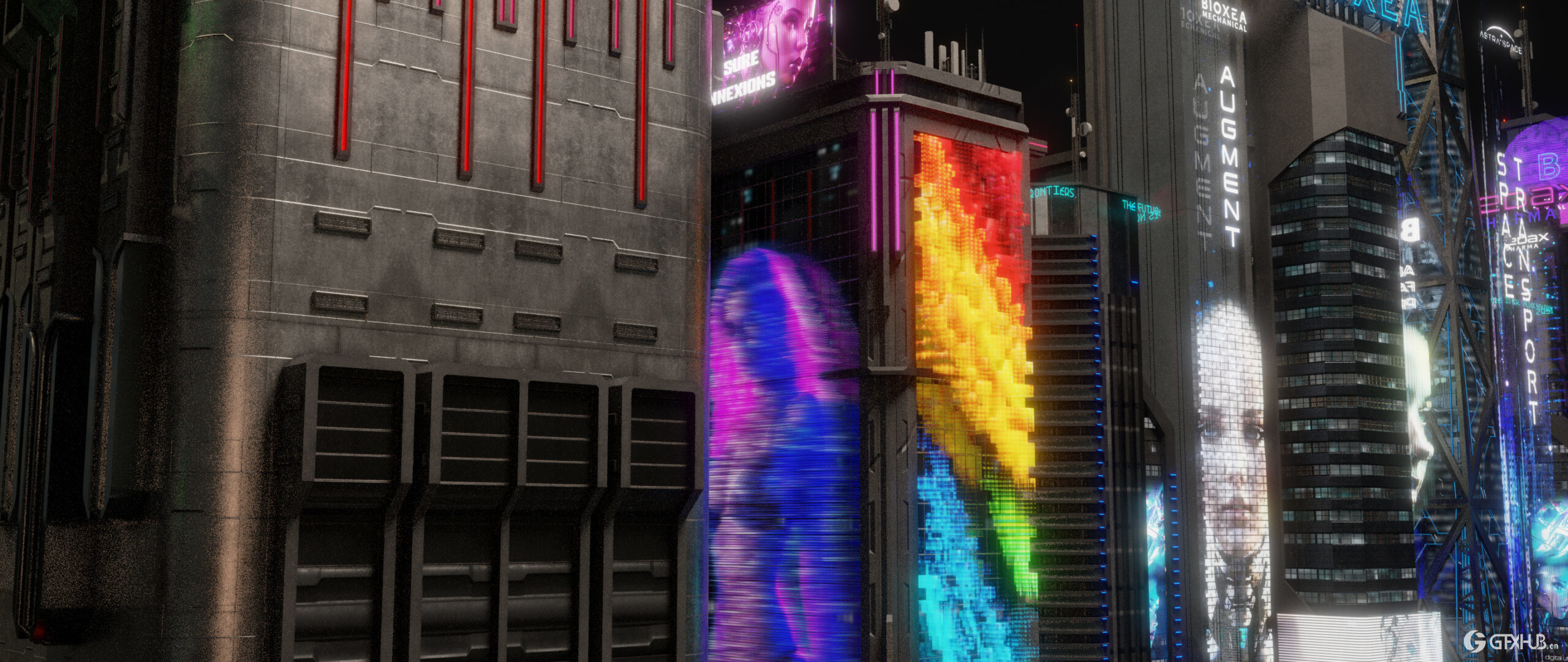 赛博朋克霓虹摩天大楼 Blend 模型资产 Metropunk Neon Skyscrapers