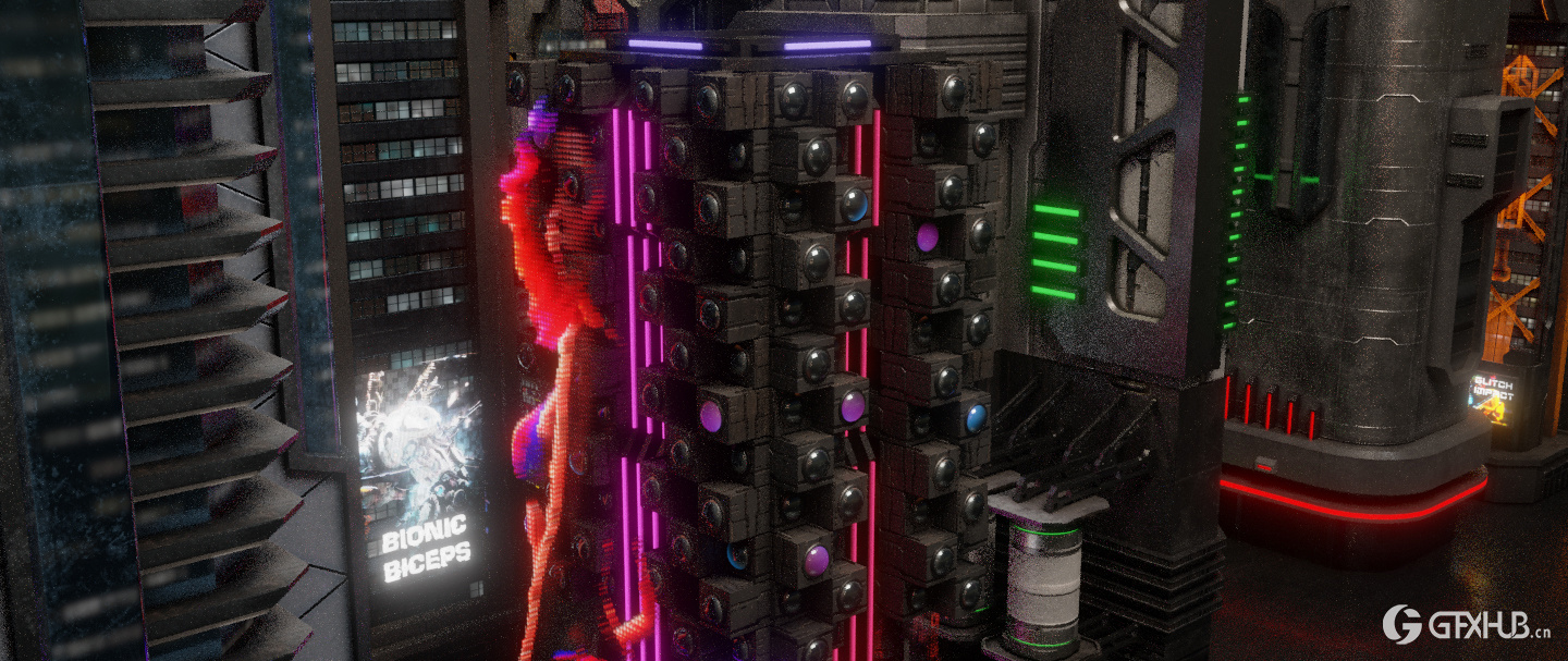 赛博朋克霓虹摩天大楼 Blend 模型资产 Metropunk Neon Skyscrapers