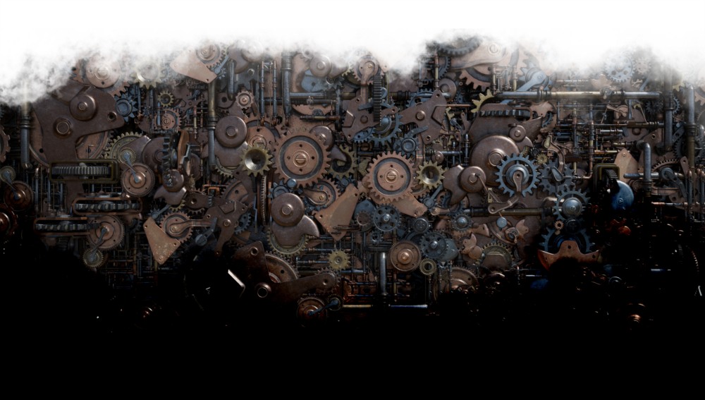 Blender 蒸汽朋克齿轮建筑3D模型资产预设 Gears District Steampunk Construct
