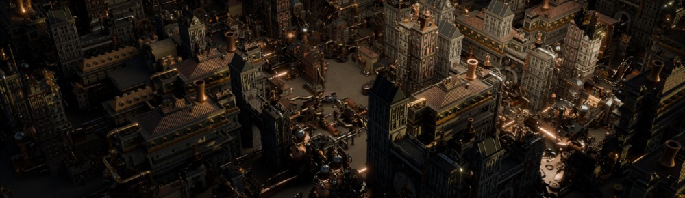 Blender 蒸汽朋克齿轮建筑3D模型资产预设 Gears District Steampunk Construct