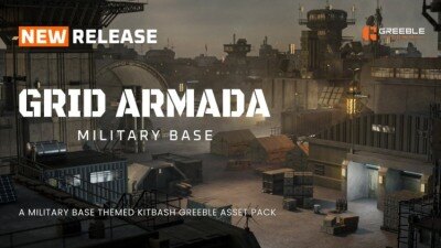 Blender 军事基地战争物资3D模型资产预设 GT Grid Armada Military Base