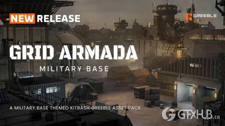 Blender 军事基地战争物资3D模型资产预设 GT Grid Armada Military Base