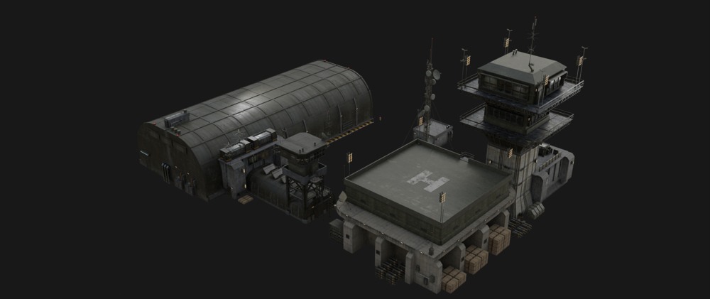 Blender 军事基地战争物资3D模型资产预设 GT Grid Armada Military Base