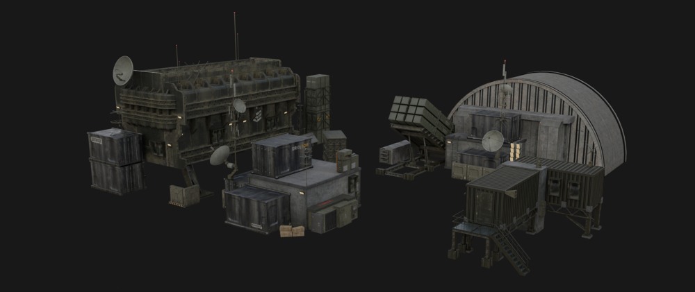 Blender 军事基地战争物资3D模型资产预设 GT Grid Armada Military Base