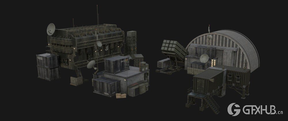 Blender 军事基地战争物资3D模型资产预设 GT Grid Armada Military Base