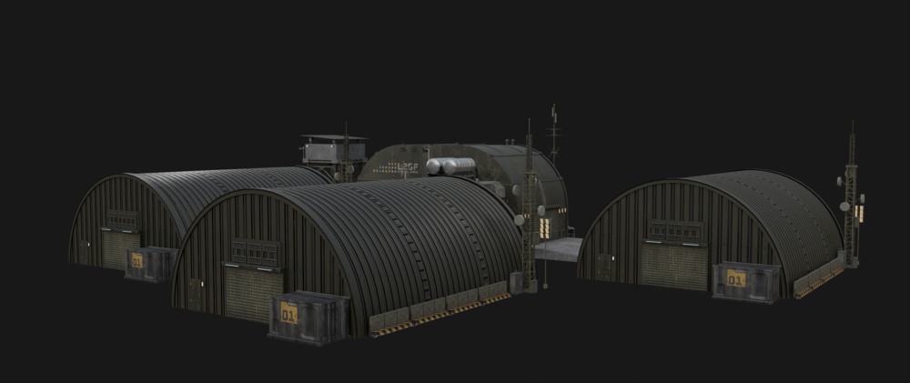 Blender 军事基地战争物资3D模型资产预设 GT Grid Armada Military Base