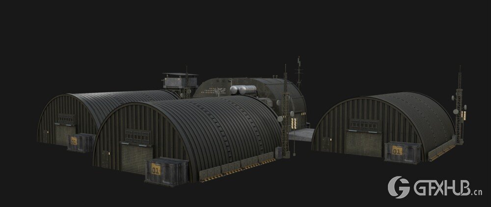 Blender 军事基地战争物资3D模型资产预设 GT Grid Armada Military Base