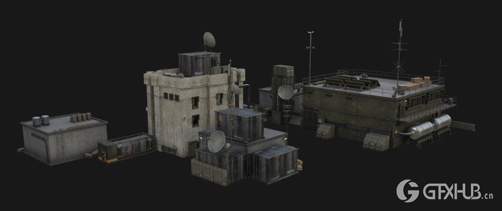Blender 军事基地战争物资3D模型资产预设 GT Grid Armada Military Base