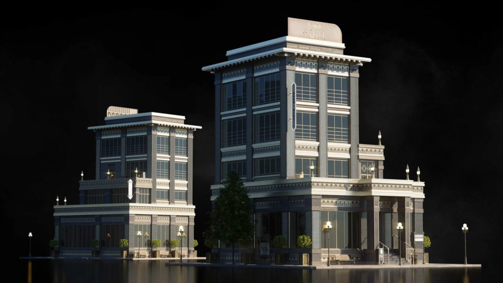 Blender 黑色未来主义高层建筑3D模型 KitBash3D - Noir Futurism