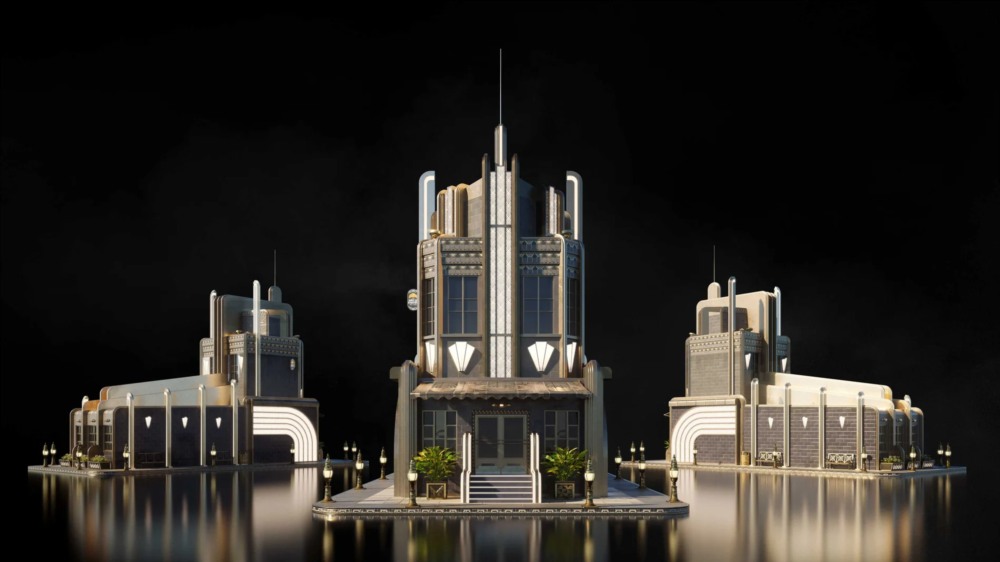 Blender 黑色未来主义高层建筑3D模型 KitBash3D - Noir Futurism