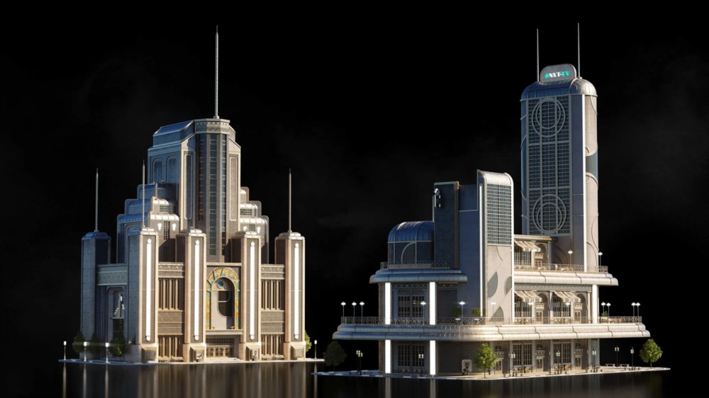 Blender 黑色未来主义高层建筑3D模型 KitBash3D - Noir Futurism
