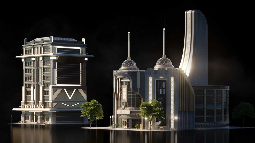 Blender 黑色未来主义高层建筑3D模型 KitBash3D - Noir Futurism