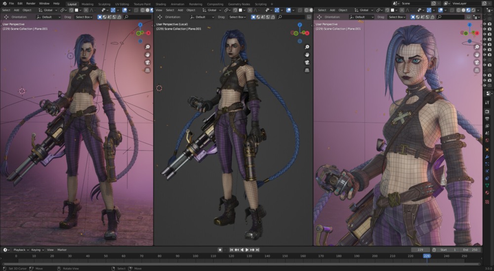 JinX 建模 - Blender 3.0 - 全流程视频和 3D 模型