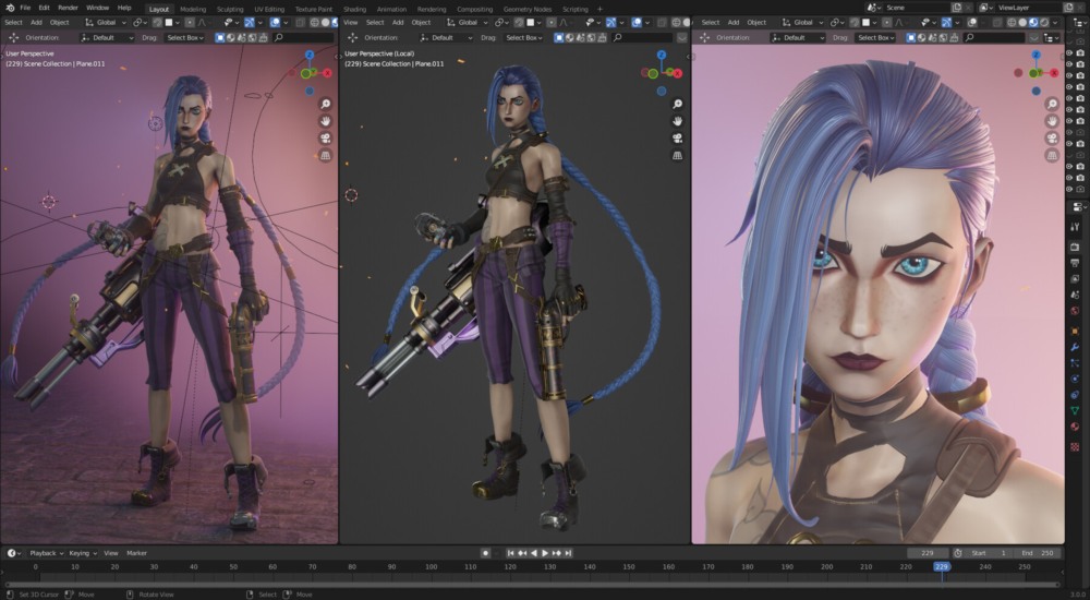 JinX 建模 - Blender 3.0 - 全流程视频和 3D 模型