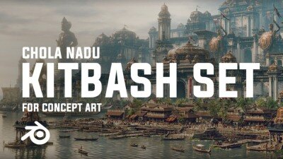 印度朱罗王朝风格建筑环境场景3D模型 Artstation – Chola Nadu Kitbash Set