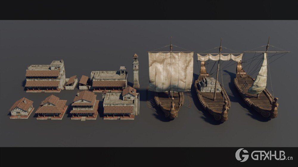 印度朱罗王朝风格建筑环境场景3D模型 Artstation - Chola Nadu Kitbash Set