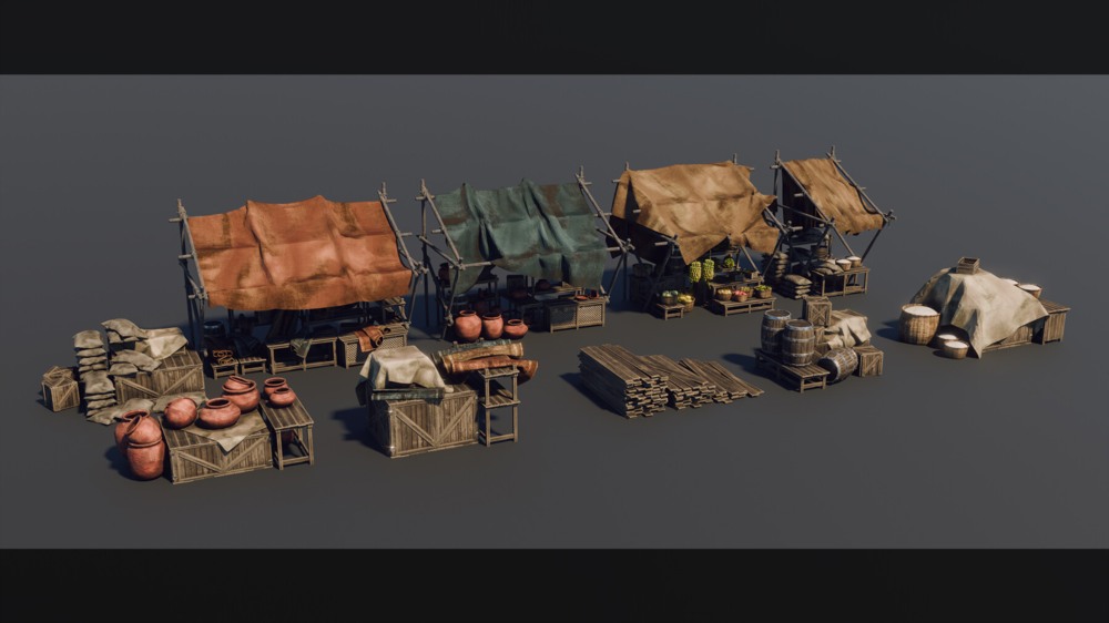 印度朱罗王朝风格建筑环境场景3D模型 Artstation - Chola Nadu Kitbash Set