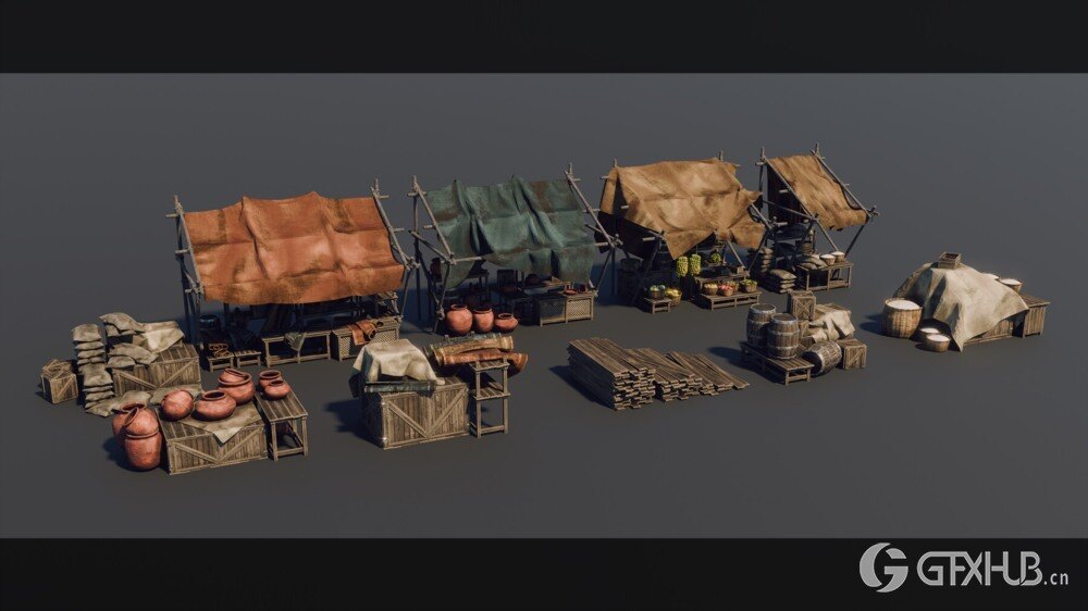 印度朱罗王朝风格建筑环境场景3D模型 Artstation - Chola Nadu Kitbash Set