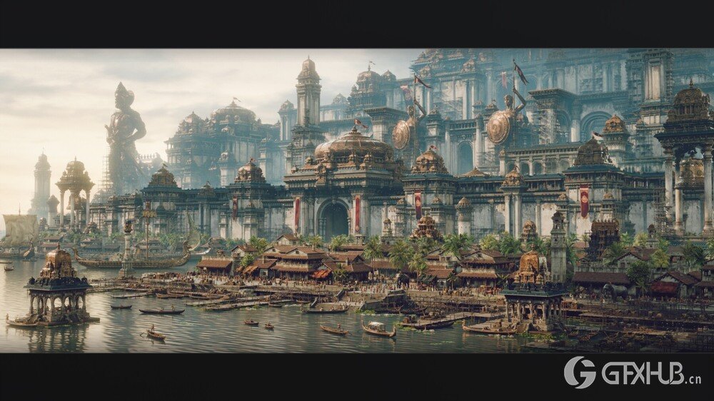 印度朱罗王朝风格建筑环境场景3D模型 Artstation - Chola Nadu Kitbash Set
