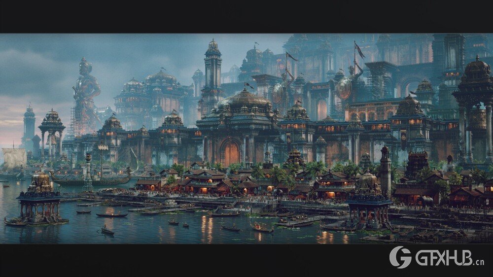 印度朱罗王朝风格建筑环境场景3D模型 Artstation - Chola Nadu Kitbash Set