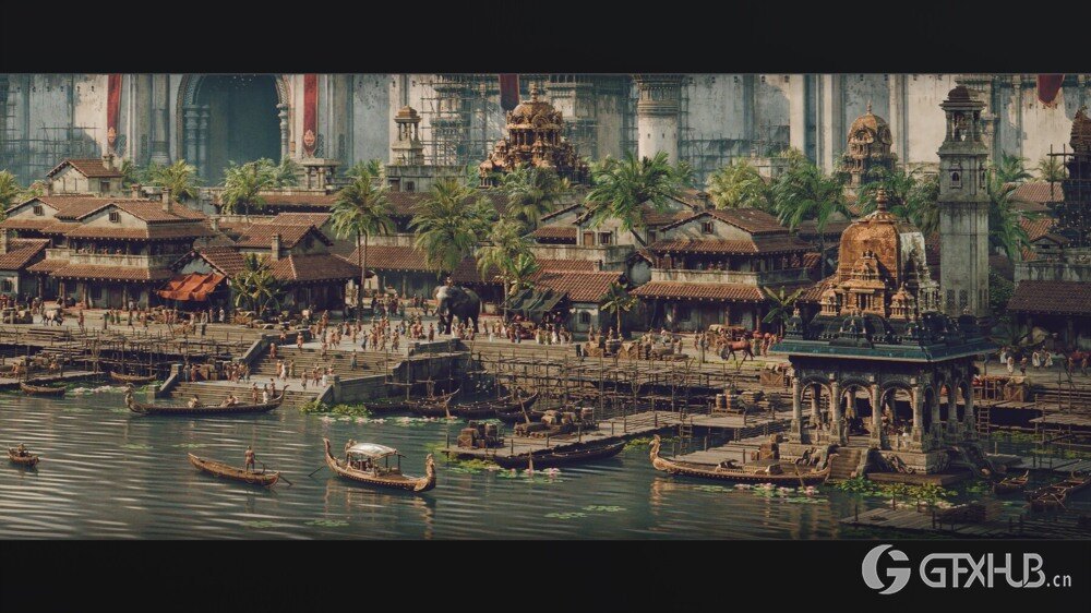 印度朱罗王朝风格建筑环境场景3D模型 Artstation - Chola Nadu Kitbash Set