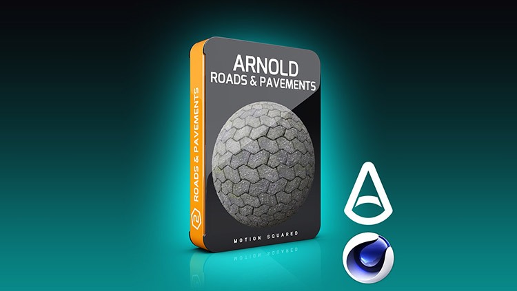 适用于 C4D 的 Arnold 道路和人行道材质预设 Arnold Road and Pavement Materials Pack for C4D