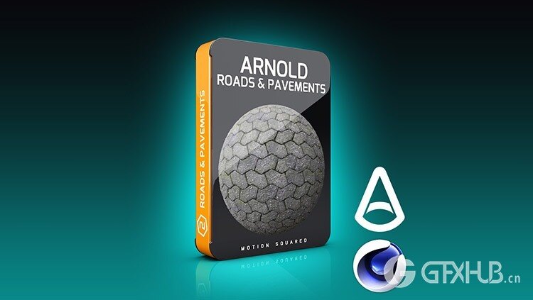 适用于 C4D 的 Arnold 道路和人行道材质预设 Arnold Road and Pavement Materials Pack for C4D