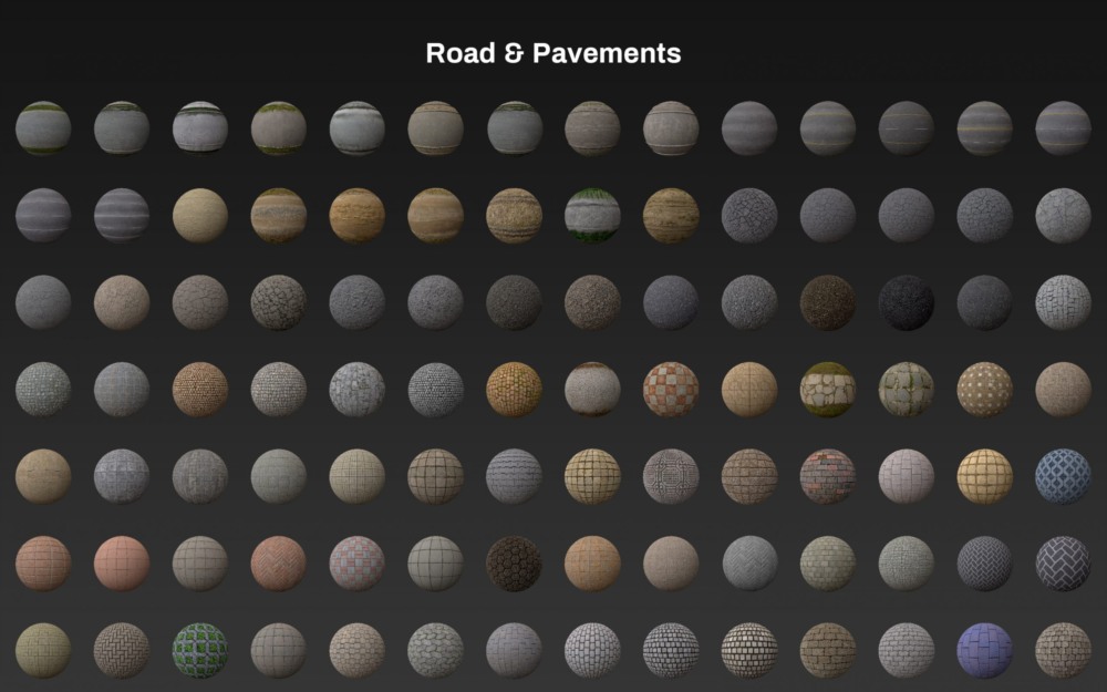适用于 C4D 的 Arnold 道路和人行道材质预设 Arnold Road and Pavement Materials Pack for C4D