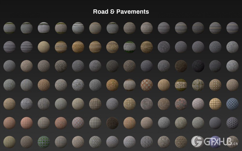 适用于 C4D 的 Arnold 道路和人行道材质预设 Arnold Road and Pavement Materials Pack for C4D
