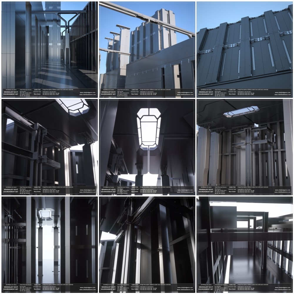 极简主义科幻环境和家具3D模型套装 MINIMALIST Sci-Fi Environment Set