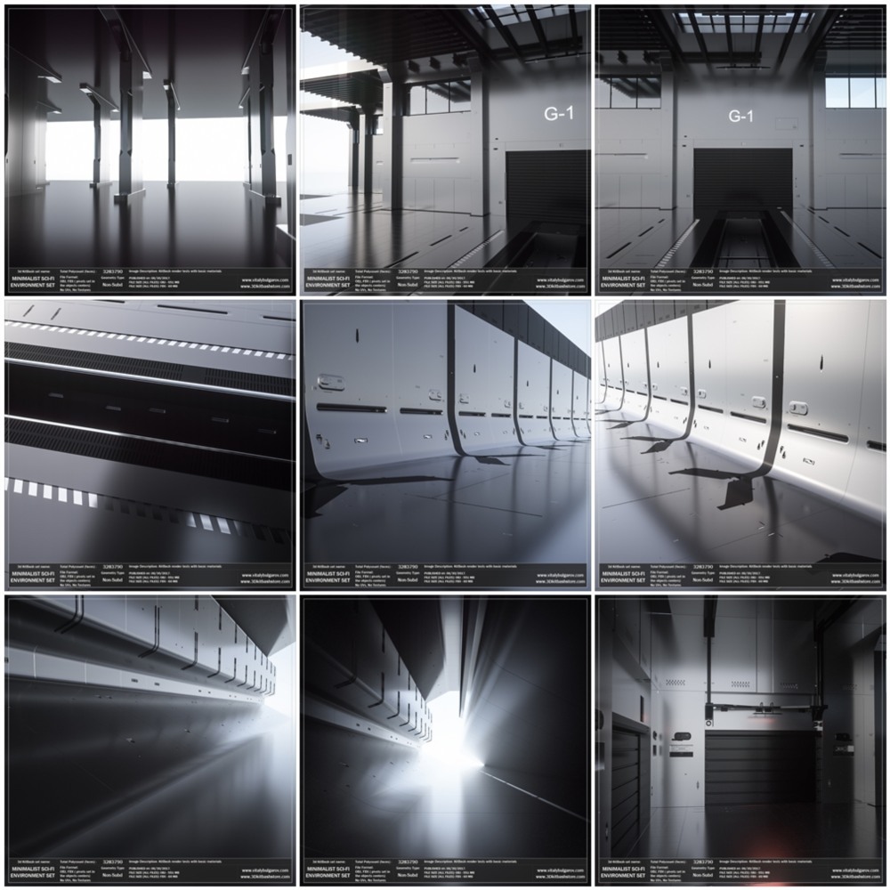 极简主义科幻环境和家具3D模型套装 MINIMALIST Sci-Fi Environment Set
