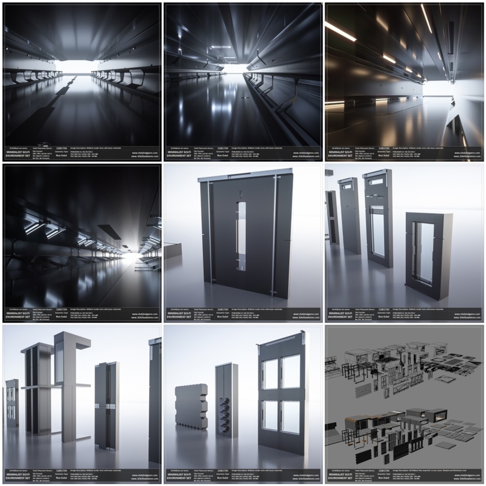 极简主义科幻环境和家具3D模型套装 MINIMALIST Sci-Fi Environment Set