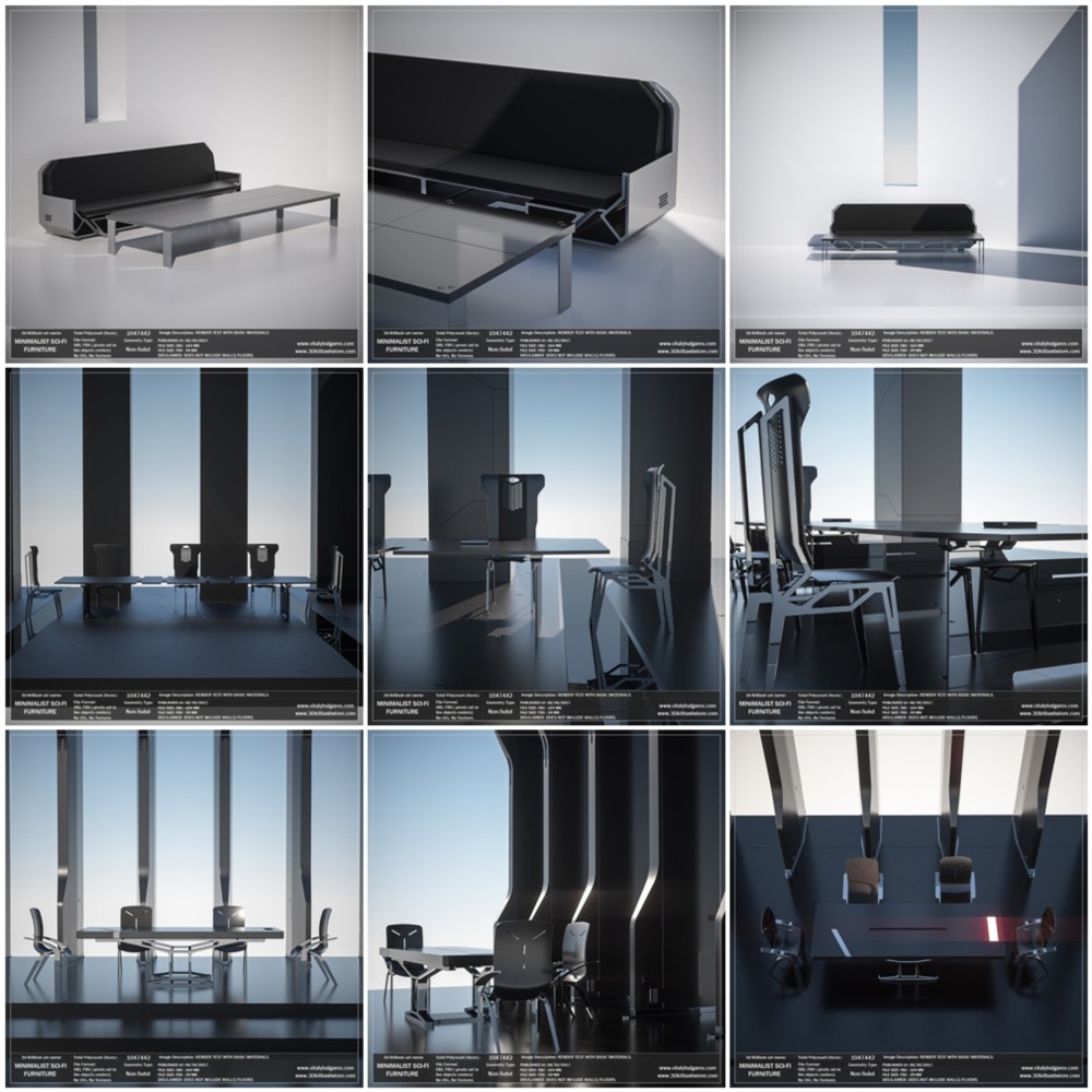 极简主义科幻环境和家具3D模型套装 MINIMALIST Sci-Fi Environment Set