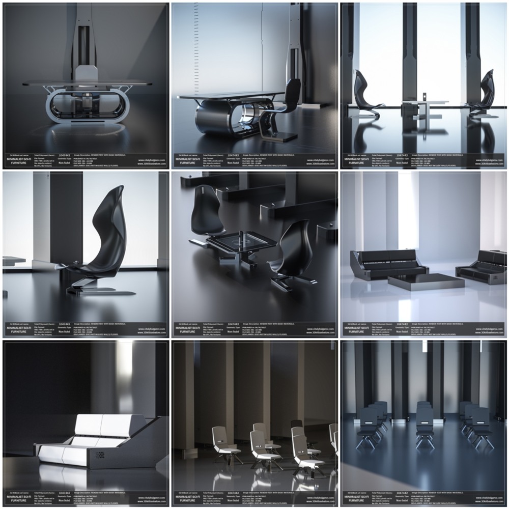 极简主义科幻环境和家具3D模型套装 MINIMALIST Sci-Fi Environment Set