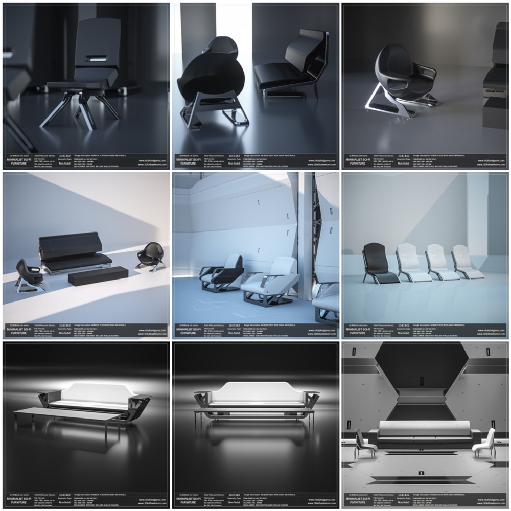 极简主义科幻环境和家具3D模型套装 MINIMALIST Sci-Fi Environment Set